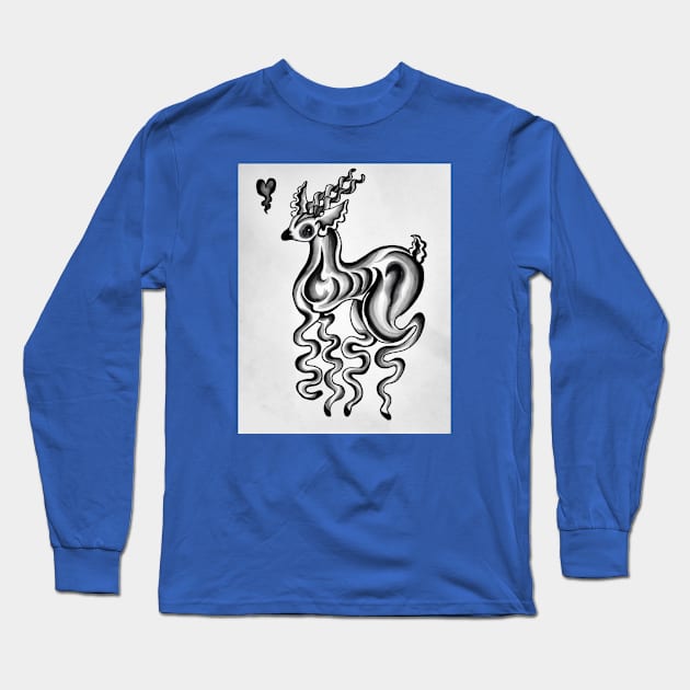 Wibbly Wobbly Watercolor Deer Long Sleeve T-Shirt by Haack Art